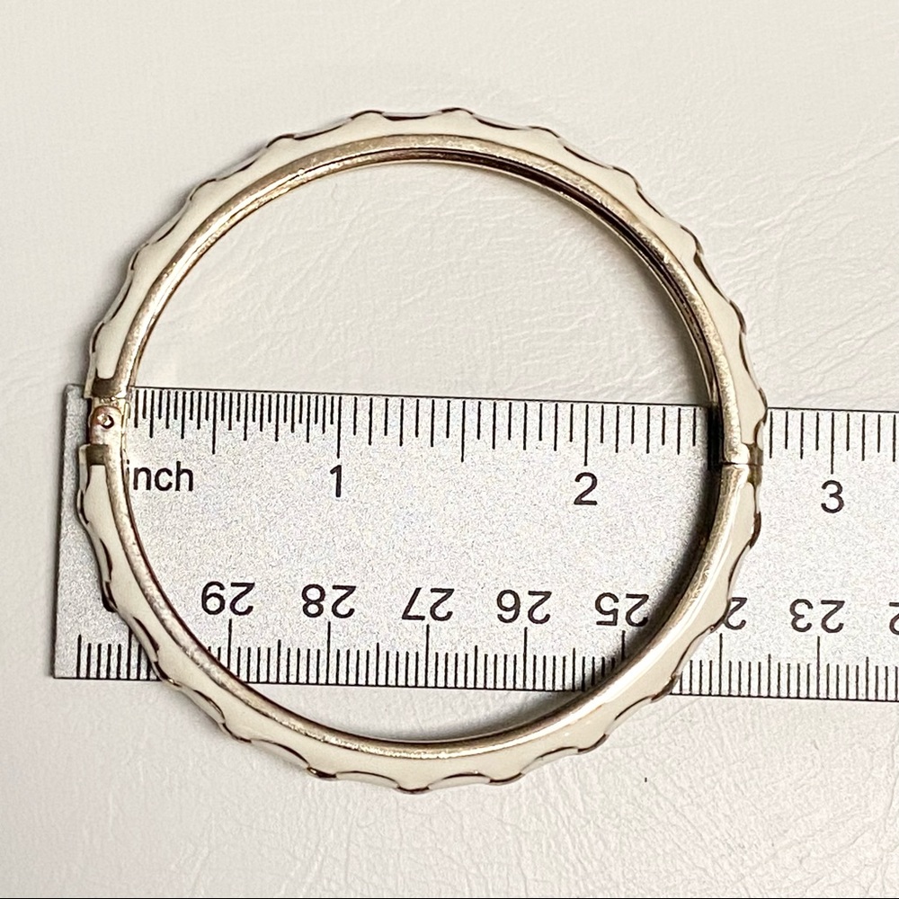 Sequin Set Of Two Enamel Hinge Cuff Bracelets Whi… - image 8